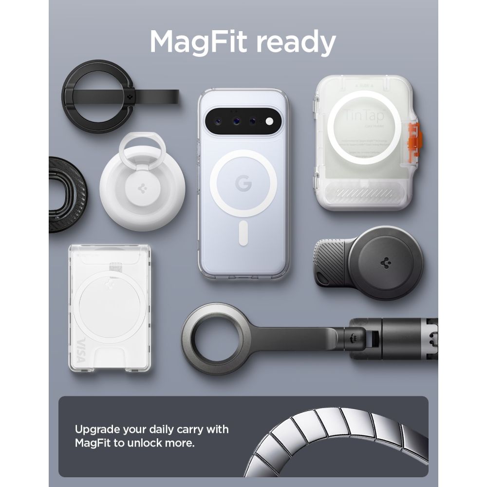 Spigen Ultra Hybrid Mag MagSafe-etui til Google Pixel 11 – gennemsigtigt og hvidt