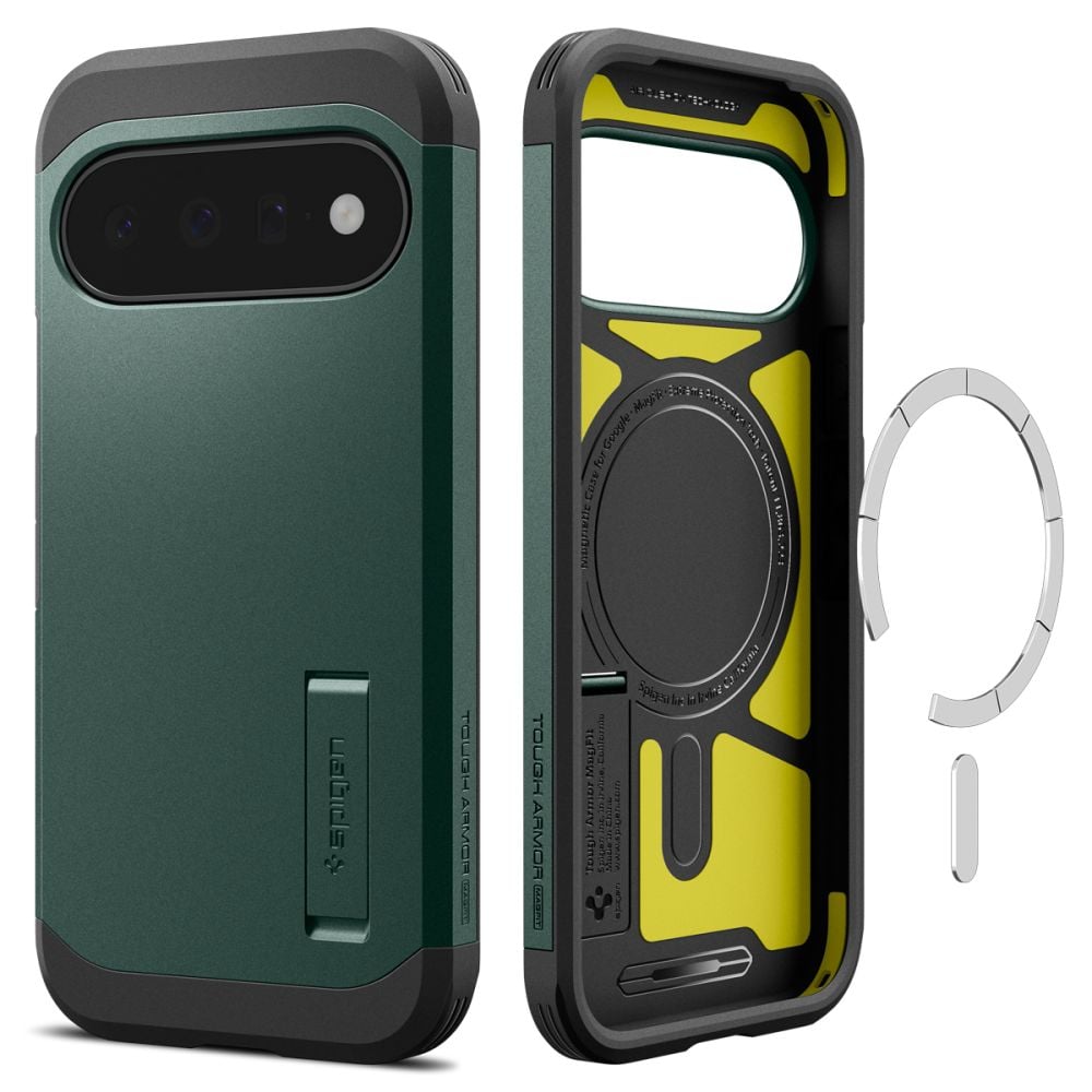 Spigen Tough Armor Mag MagSafe-etui til Google Pixel 11 – mørkegrøn