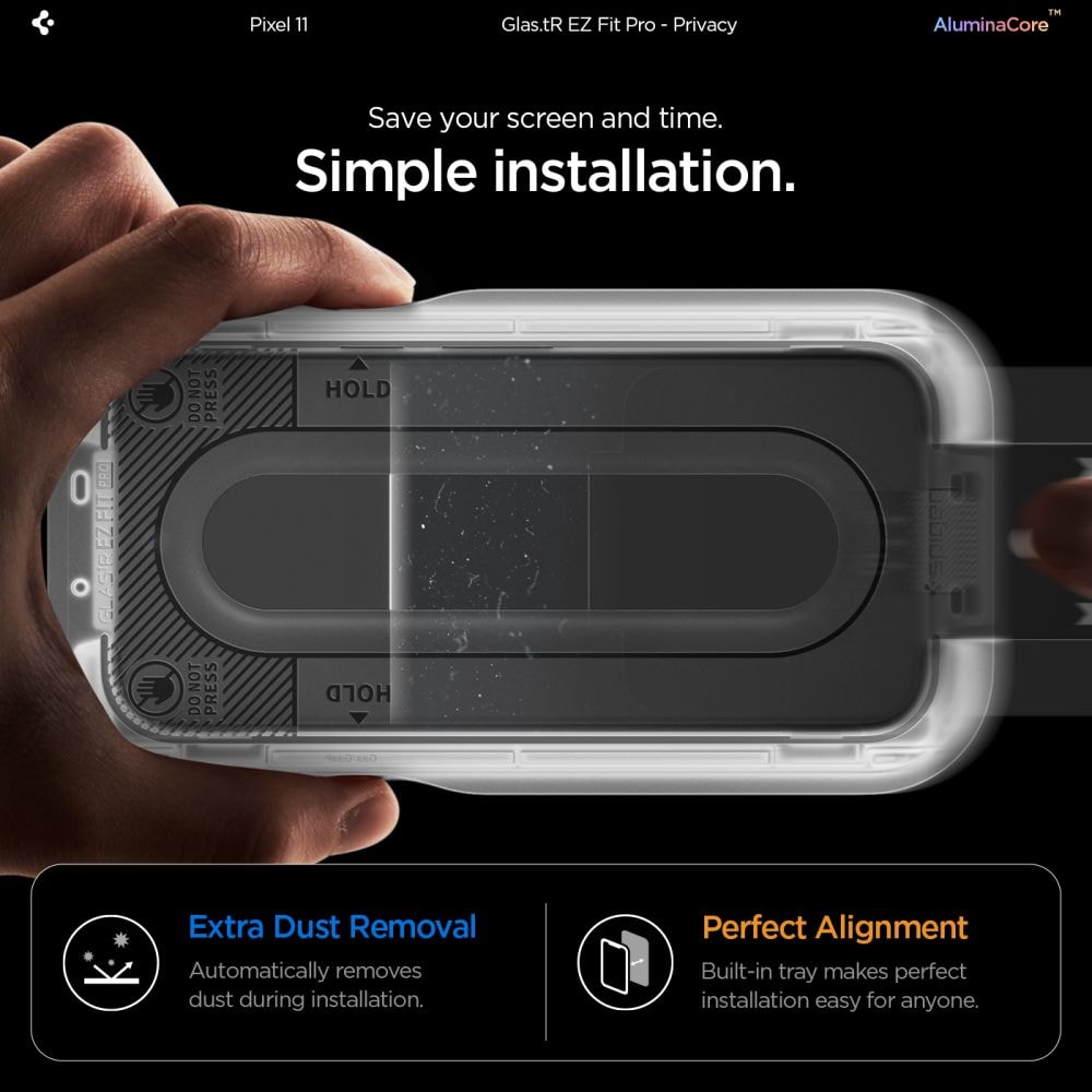 Spigen Glas.tR EZ Fit Pro HD, 2-pack integritetsskyddande härdat glas till Google Pixel 10/11