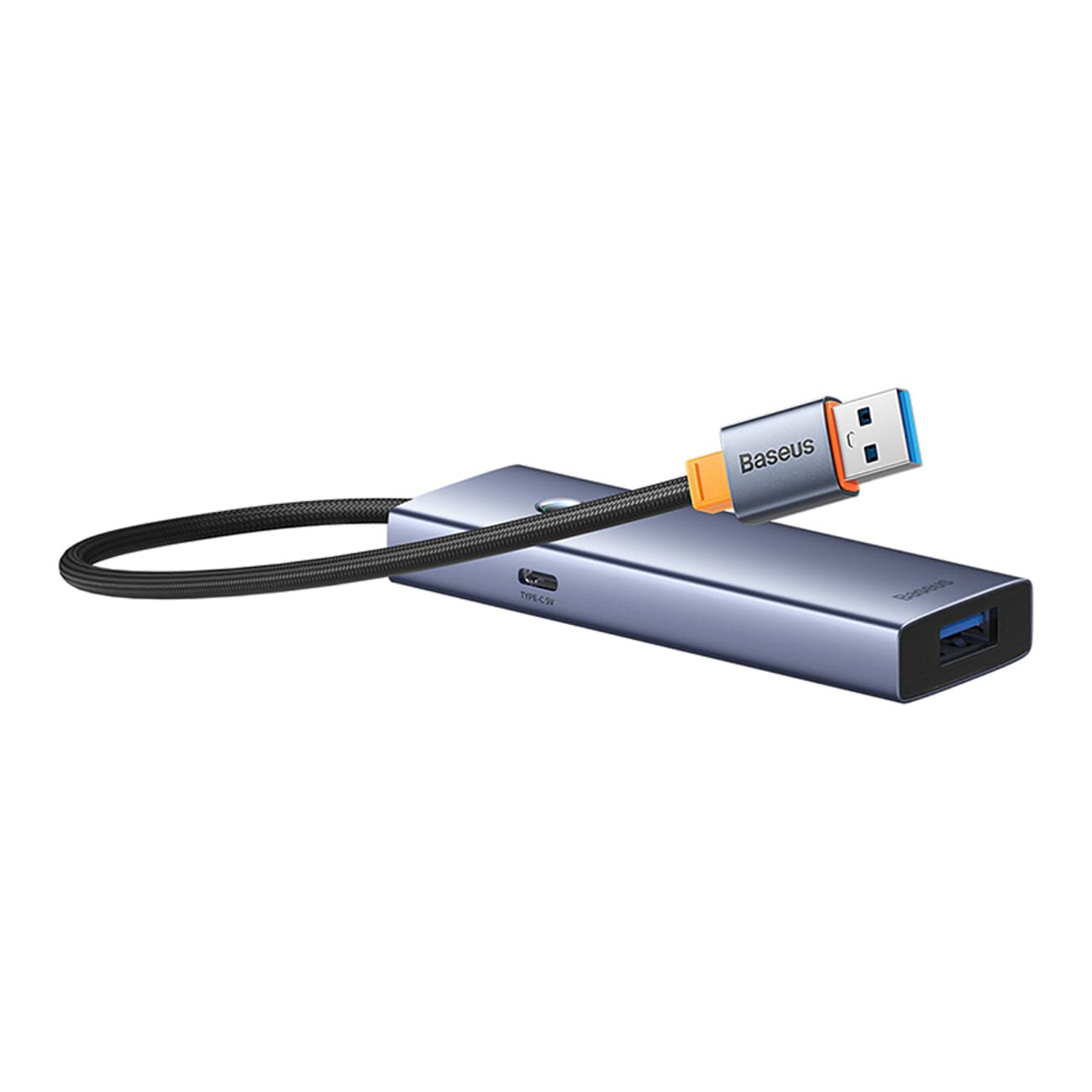 Baseus UltraJoy-serien USB-A-hubb, 4xUSB-A 3.0, 1xUSB-C 5 V – grå