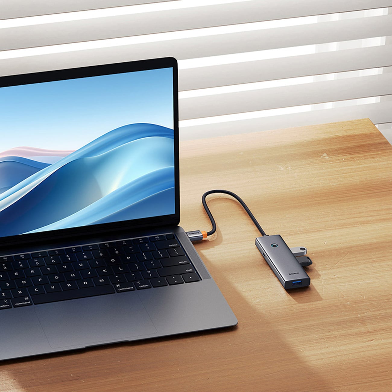 Baseus UltraJoy-serien USB-A-hubb, 4xUSB-A 3.0, 1xUSB-C 5 V – grå