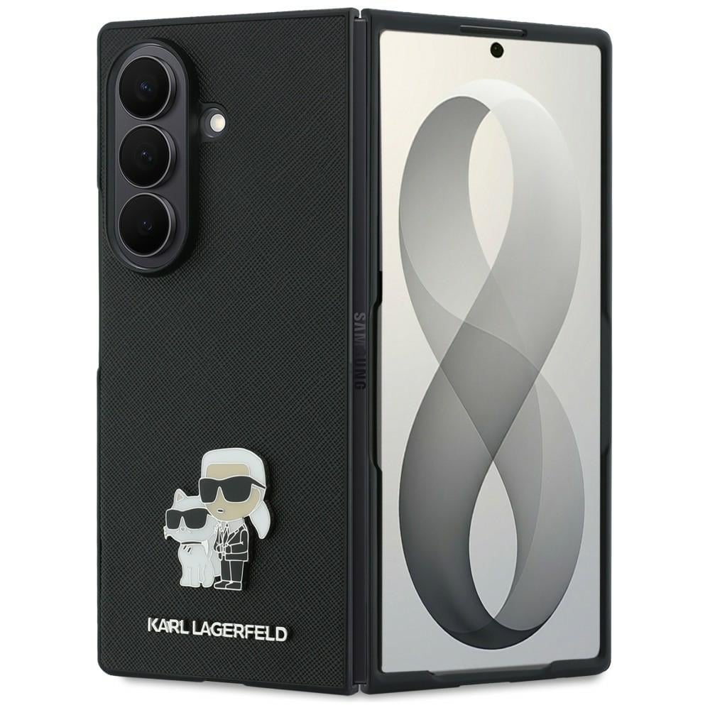 Karl Lagerfeld Saffiano Karl&Choupette-nålfodral för Samsung Galaxy Z Fold 8 Ultra – Svart