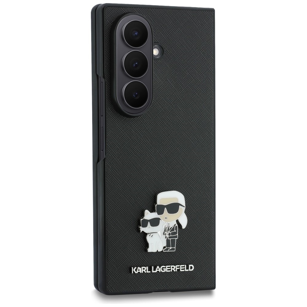 Karl Lagerfeld Saffiano Karl&Choupette-nåleetui til Samsung Galaxy Z Fold 8 Ultra – Sort