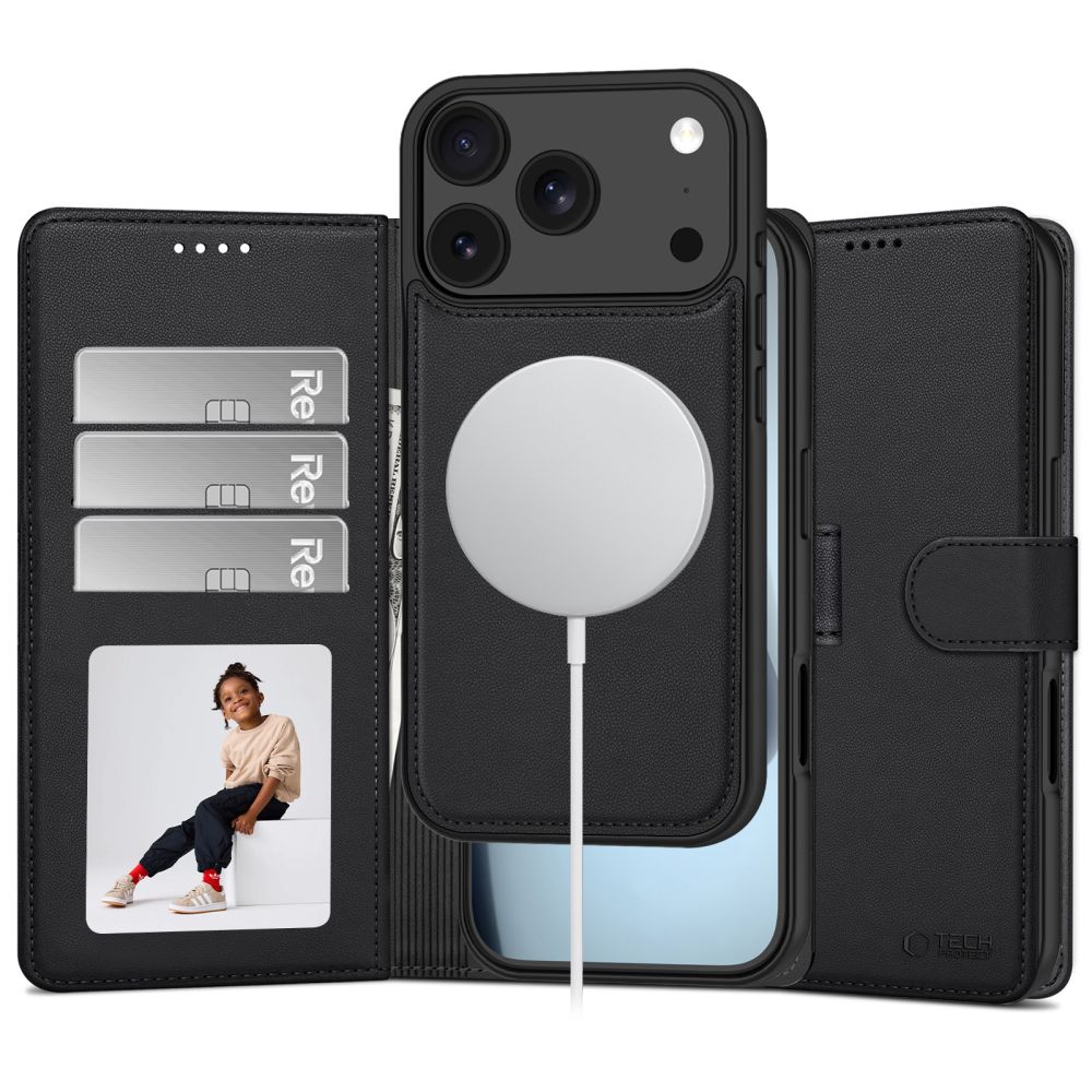 Tech-Protect Wallet MagSafe-fodral för iPhone 17 Pro / 18 Pro – matt svart