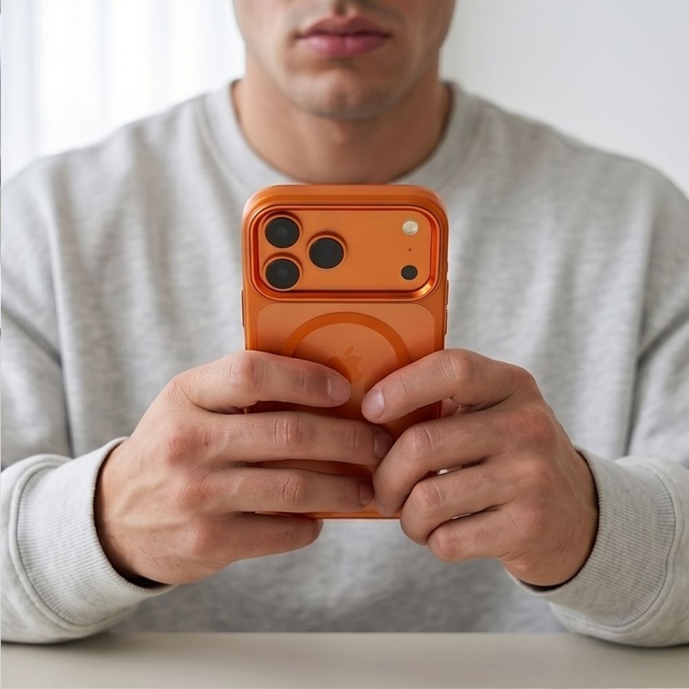 Tech-Protect Magmat Magsafe CC-etui til iPhone 17 Pro Max / 18 Pro Max – orange-gennemsigtig