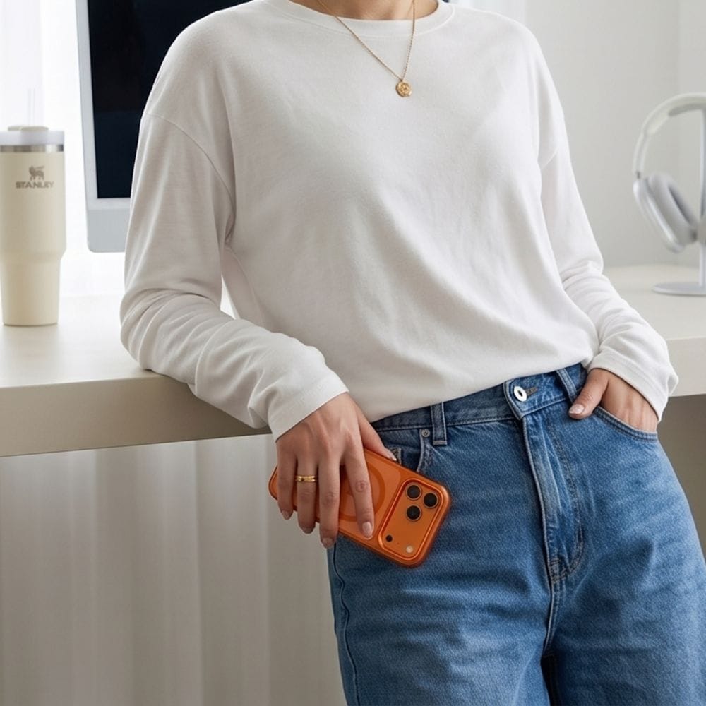 Tech-Protect Magmat Magsafe CC-etui til iPhone 17 Pro Max / 18 Pro Max – orange-gennemsigtig