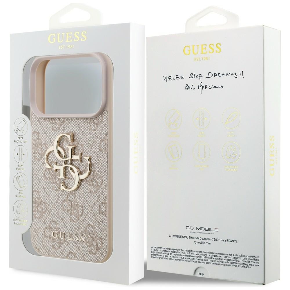 Guess 4G-fodral med stort logo för iPhone 17 Pro / 18 Pro – Rosa