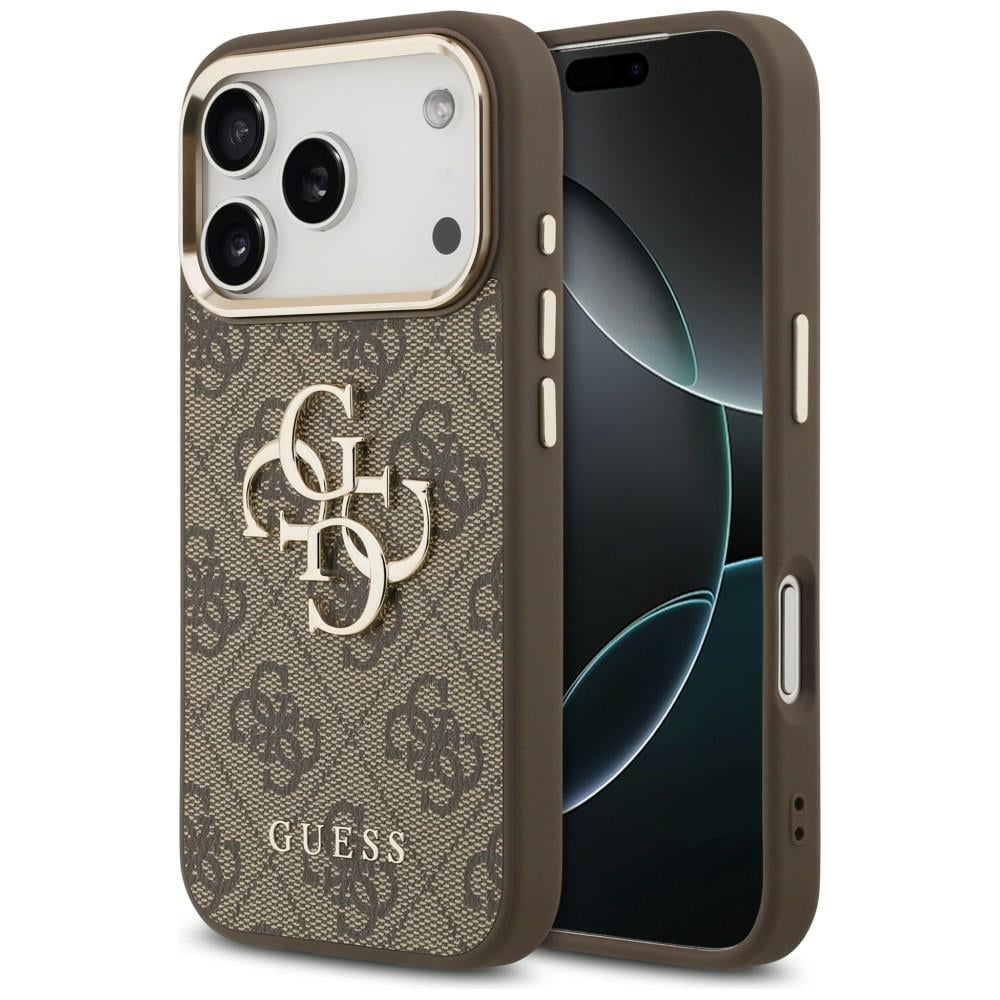 Guess 4G Big 4G Classic Logo-fodral för iPhone 17 Pro / 18 Pro – brunt och guld