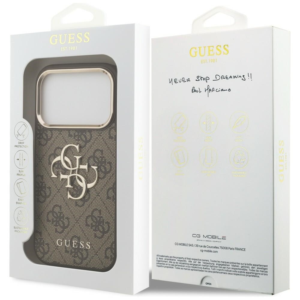 Guess 4G Big 4G Classic Logo-fodral för iPhone 17 Pro / 18 Pro – brunt och guld
