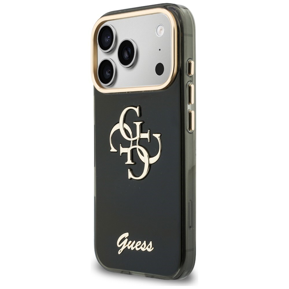 Guess IML 4G Script metallfodral för iPhone 17 Pro / 18 Pro – Svart