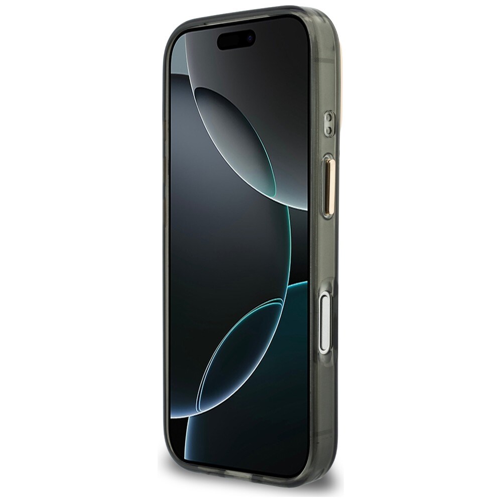 Guess IML 4G Script metallfodral för iPhone 17 Pro / 18 Pro – Svart
