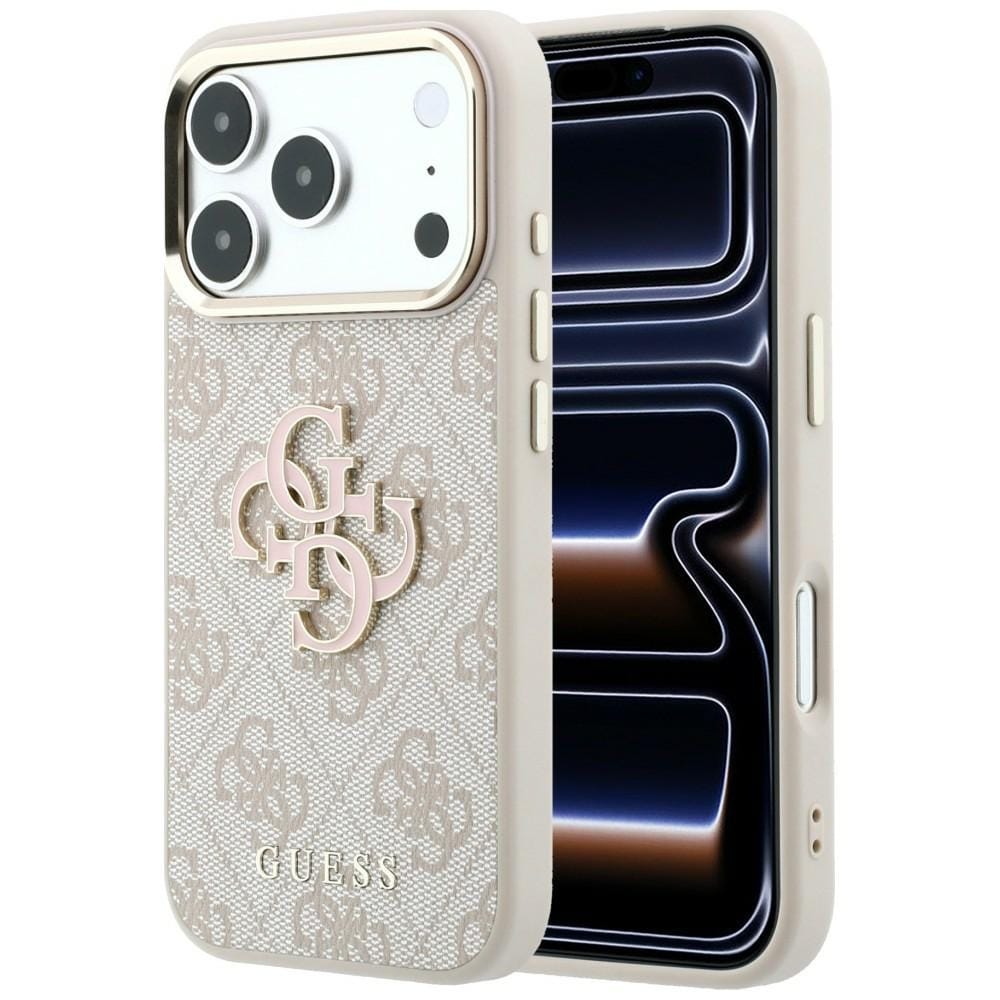 Guess 4G & Big Resin-logotypfodral för iPhone 17 Pro / 18 Pro – Rosa