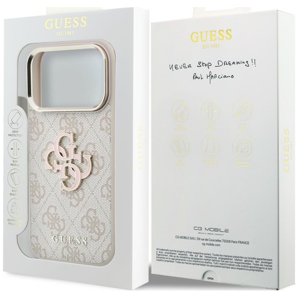 Guess 4G & Big Resin-logotypfodral för iPhone 17 Pro / 18 Pro – Rosa