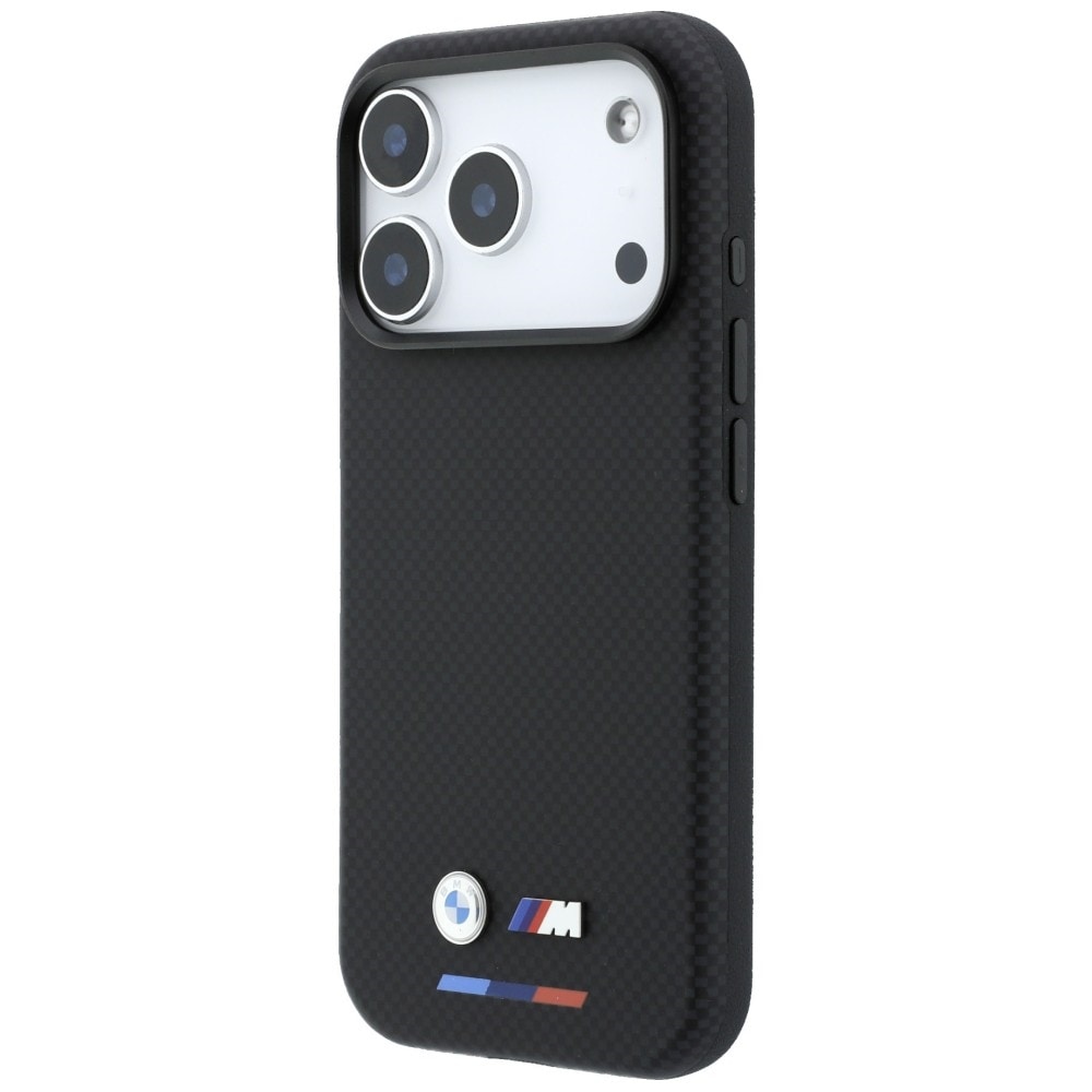 BMW M Quadrille Kevlar Tricolor & Metal Logo MagSafe-etui til iPhone 17/18 Pro Max – Sort