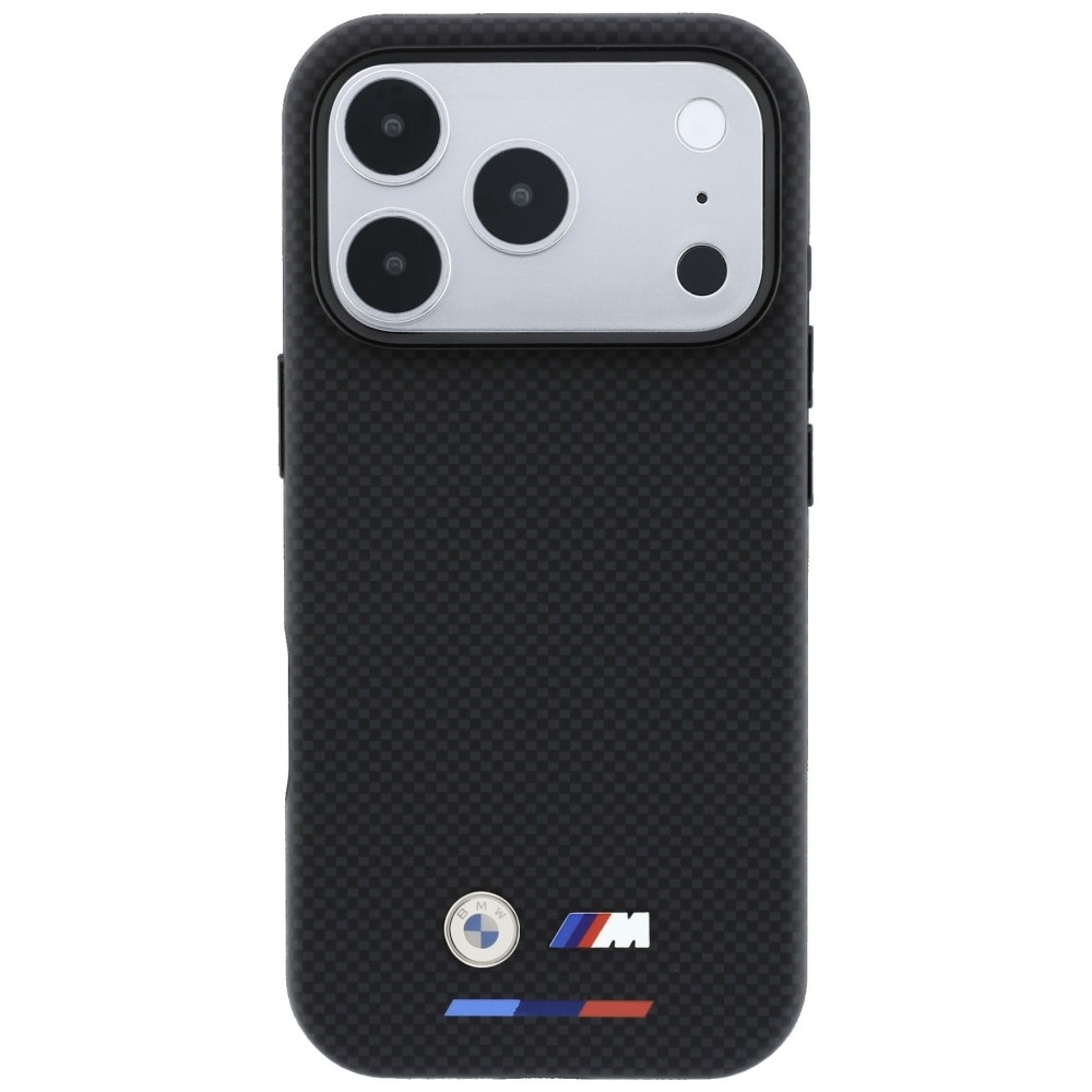 BMW M Quadrille Kevlar Tricolor & Metal Logo MagSafe-etui til iPhone 17/18 Pro Max – Sort