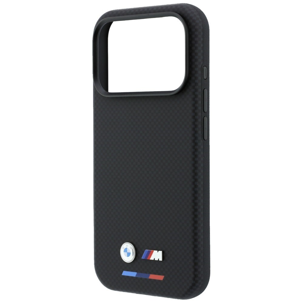 BMW M Quadrille Kevlar Tricolor & Metal Logo MagSafe-etui til iPhone 17/18 Pro Max – Sort