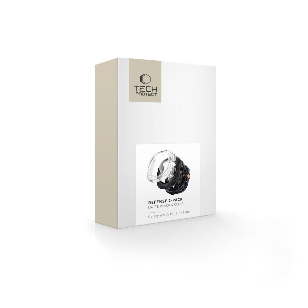 Tech-Protect Defense 2-pack med skyddsfodral för Samsung Galaxy Watch Ultra 47 mm – matt svart