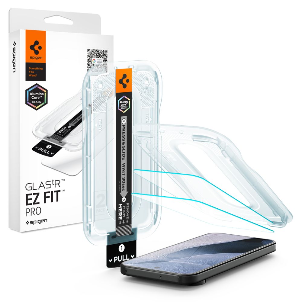 Spigen Glas.tR EZ Fit Pro, 2-pack skärmskydd av härdat glas för Google Pixel 11 / 11 Pro