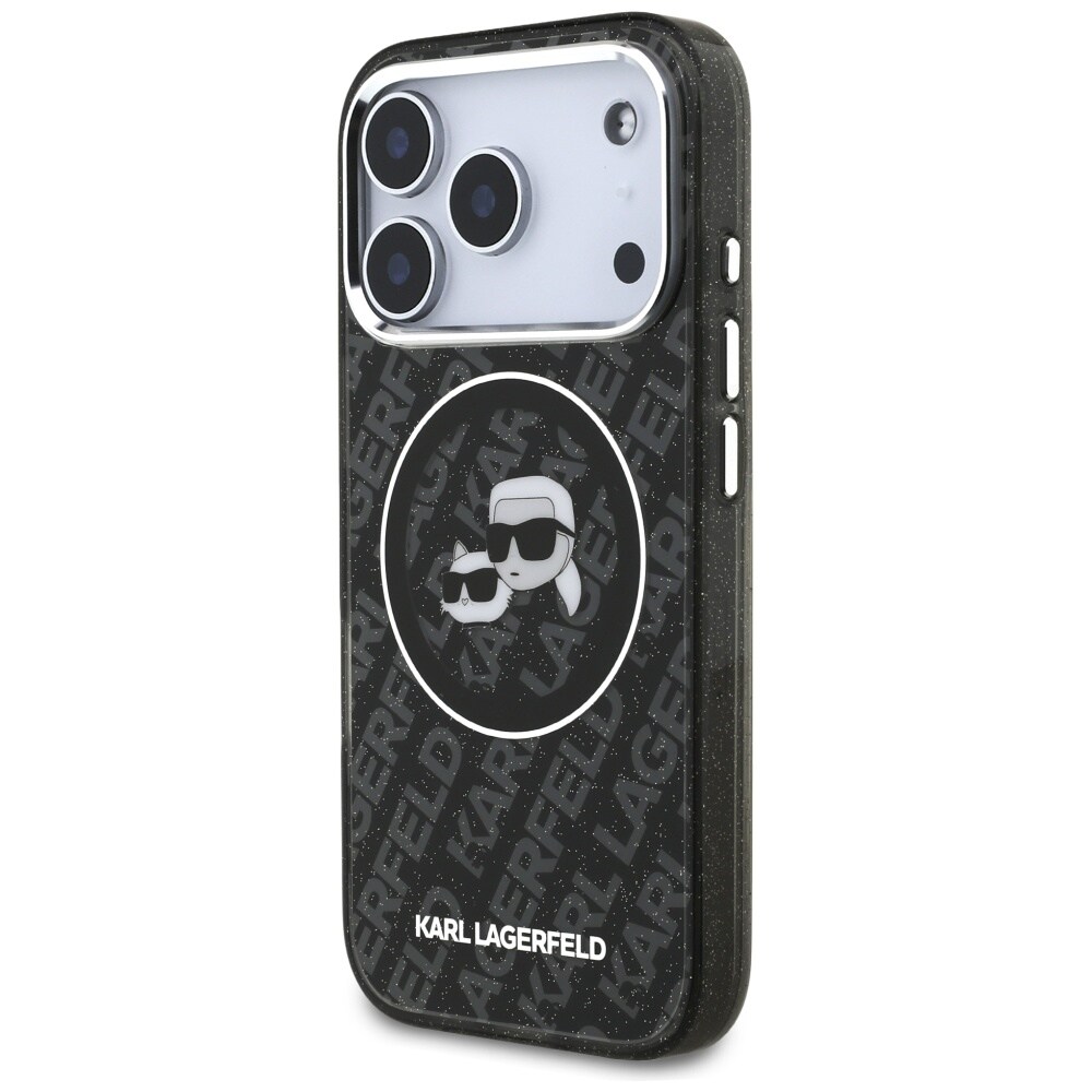 Karl Lagerfeld IML-glitterfodral m. Karl & Choupette-logotyp & MagSafe för iPhone 17 Pro – Svart