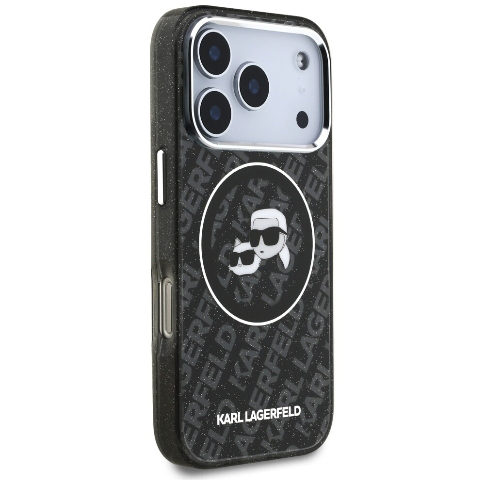 Karl Lagerfeld IML-glitterfodral m. Karl & Choupette-logotyp & MagSafe för iPhone 17 Pro – Svart