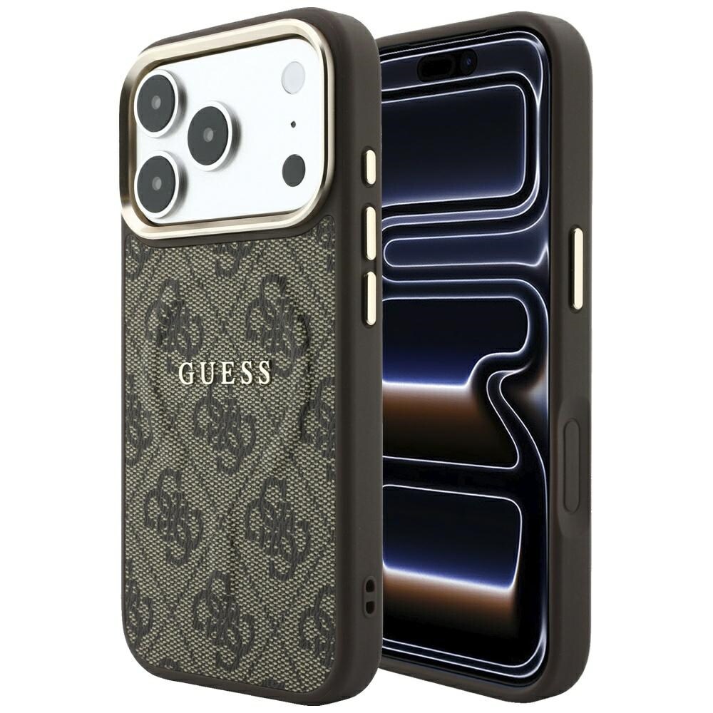 Guess präglad 4G Classic MagSafe-skal för iPhone 17 Pro / 18 Pro – Brunt