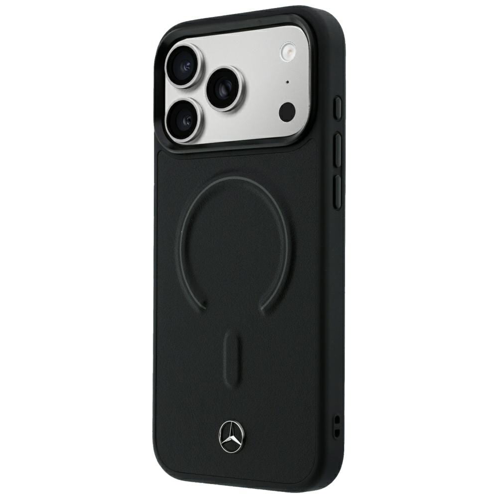 Mercedes 3D MagSafe-etui i læder til iPhone 18 Pro / 17 Pro – Sort