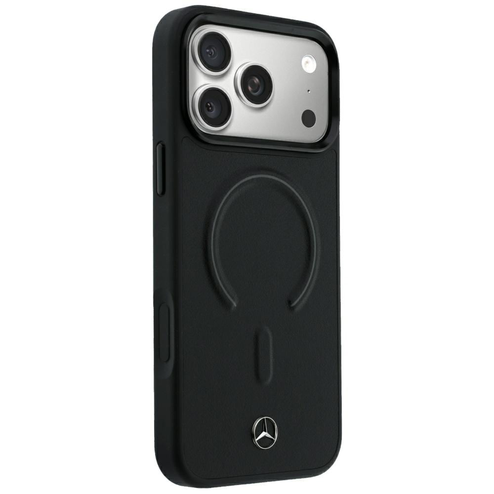 Mercedes 3D MagSafe-etui i læder til iPhone 18 Pro / 17 Pro – Sort