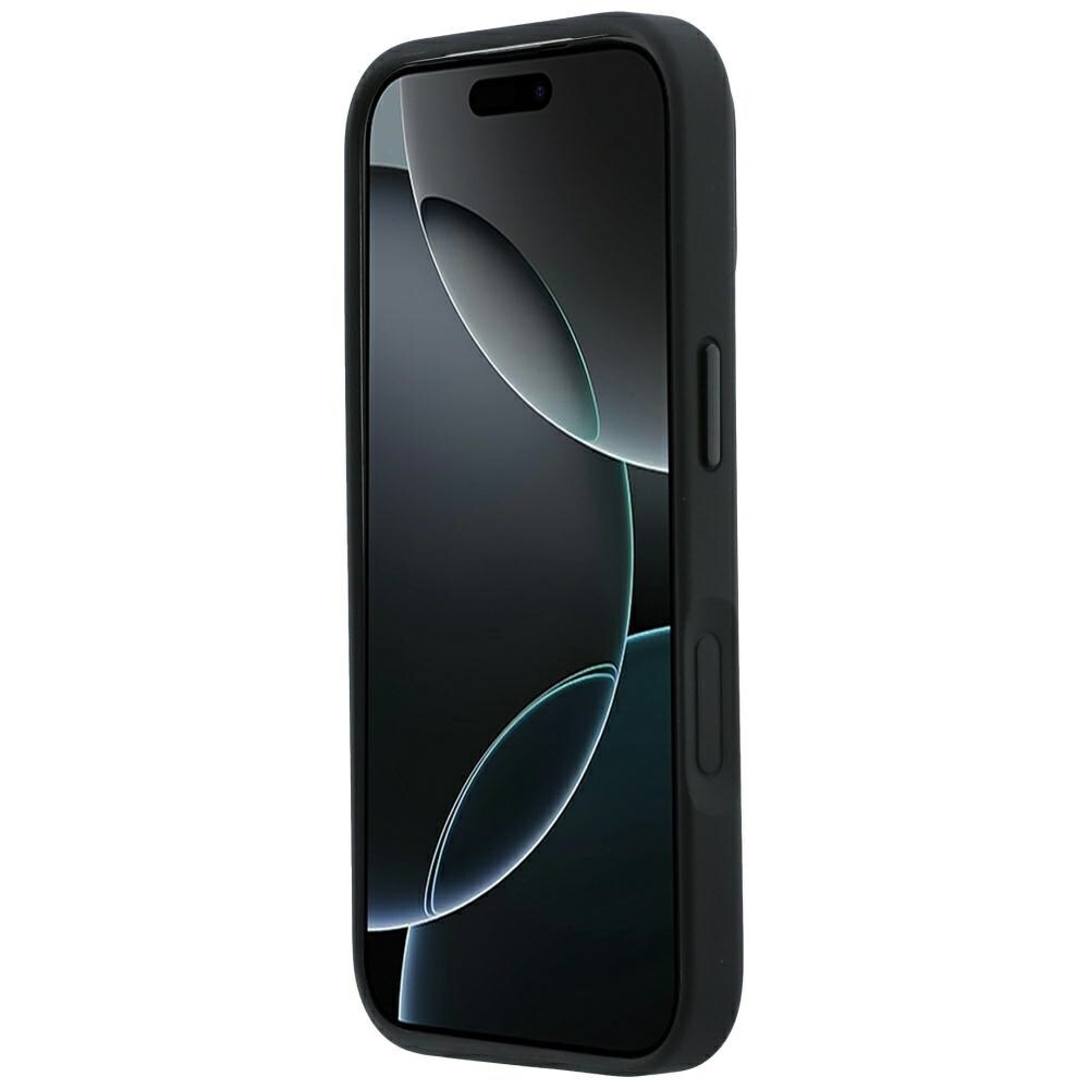 Mercedes læderetui med krydsende linjer og MagSafe til iPhone 17 Pro / 18 Pro – sort