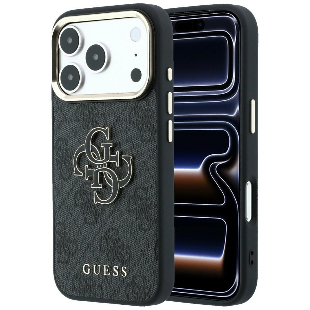 Guess 4G & Big Resin-logotypfodral för iPhone 17 Pro Max / 18 Pro Max – Svart