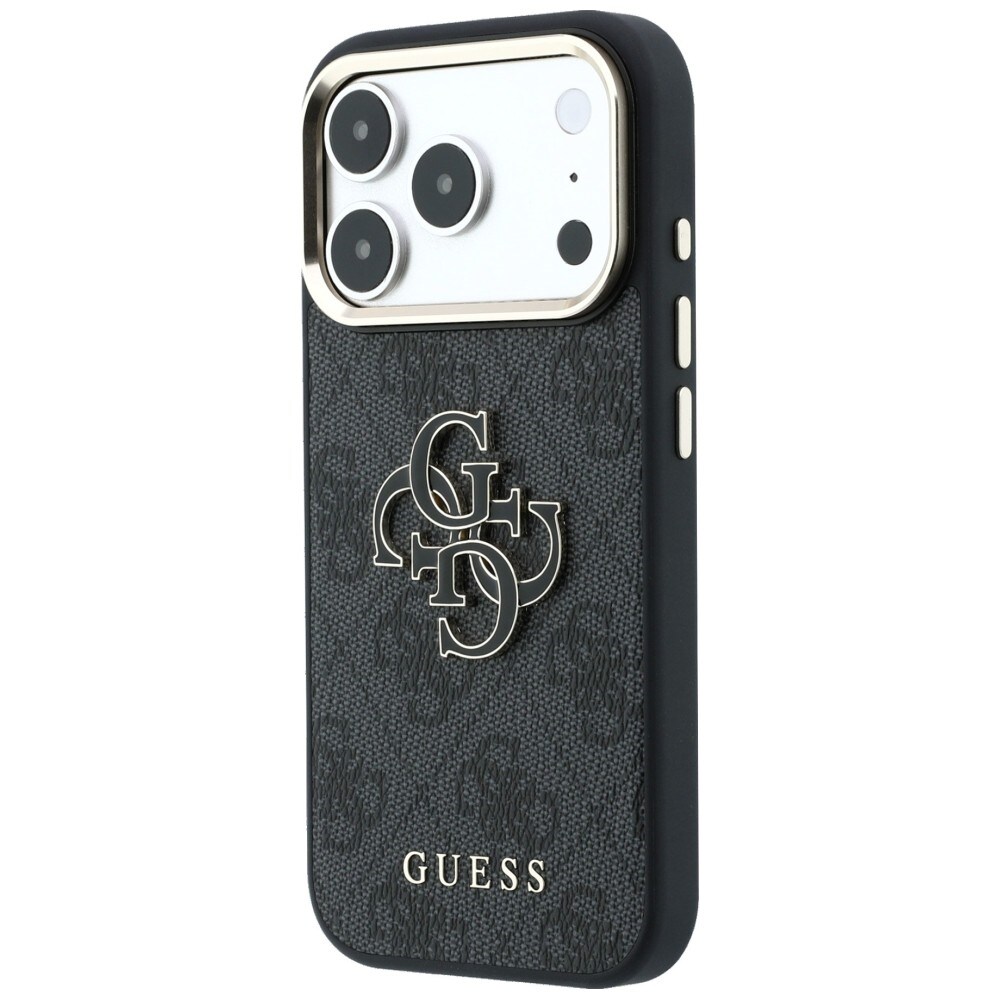 Guess 4G & Big Resin-logotypfodral för iPhone 17 Pro Max / 18 Pro Max – Svart