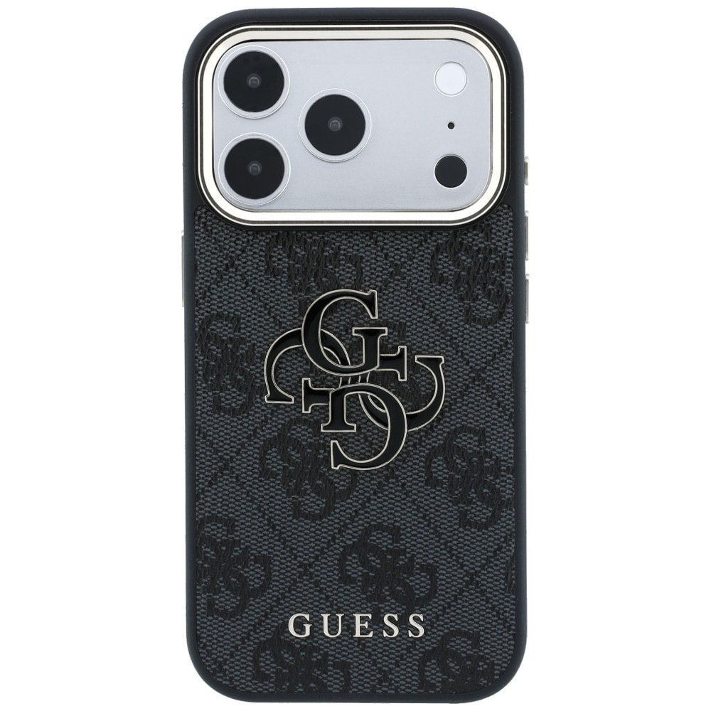 Guess 4G & Big Resin-logotypfodral för iPhone 17 Pro Max / 18 Pro Max – Svart