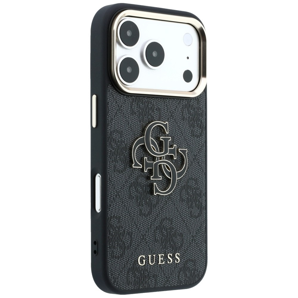 Guess 4G & Big Resin-logotypfodral för iPhone 17 Pro Max / 18 Pro Max – Svart