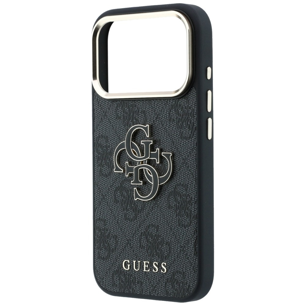 Guess 4G & Big Resin-logotypfodral för iPhone 17 Pro Max / 18 Pro Max – Svart