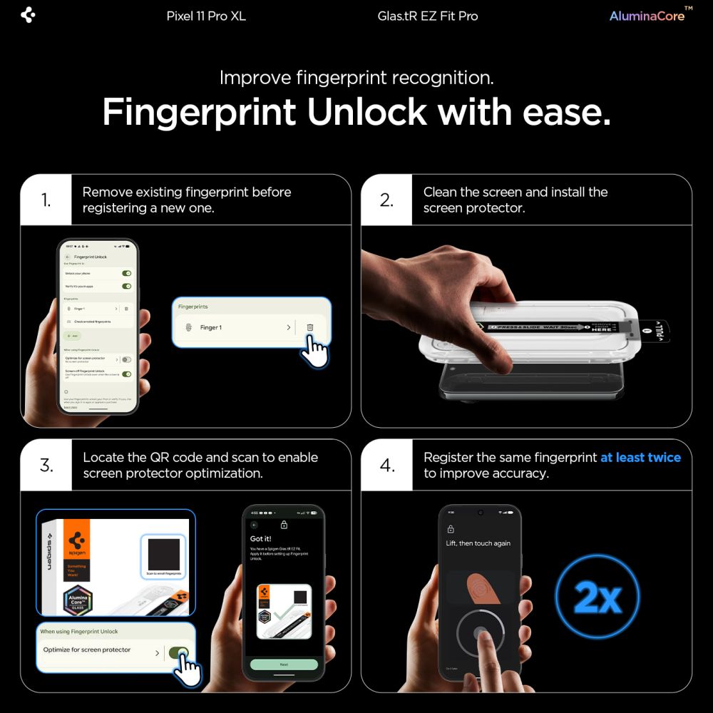 Spigen Glas.tR EZ Fit Pro, 2-pack skärmskydd av härdat glas för Google Pixel 11 Pro XL