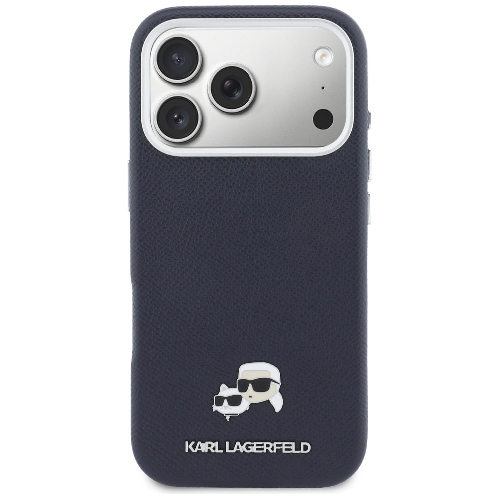 Karl Lagerfeld Karl & Choupette huvudnålar Saffiano MagSafe-fodral för iPhone 17 Pro – Blått