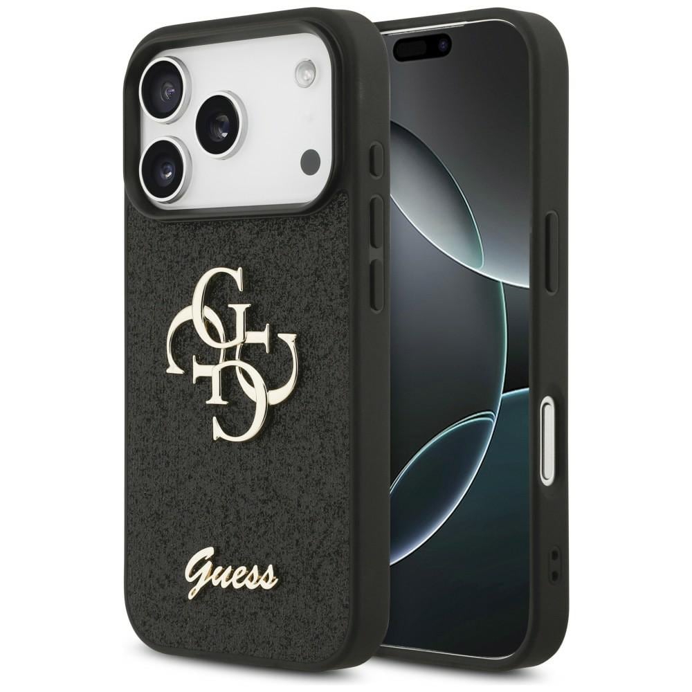 Guess Fixed Glitter Big 4G-fodral för iPhone 17 Pro / 18 Pro – Svart