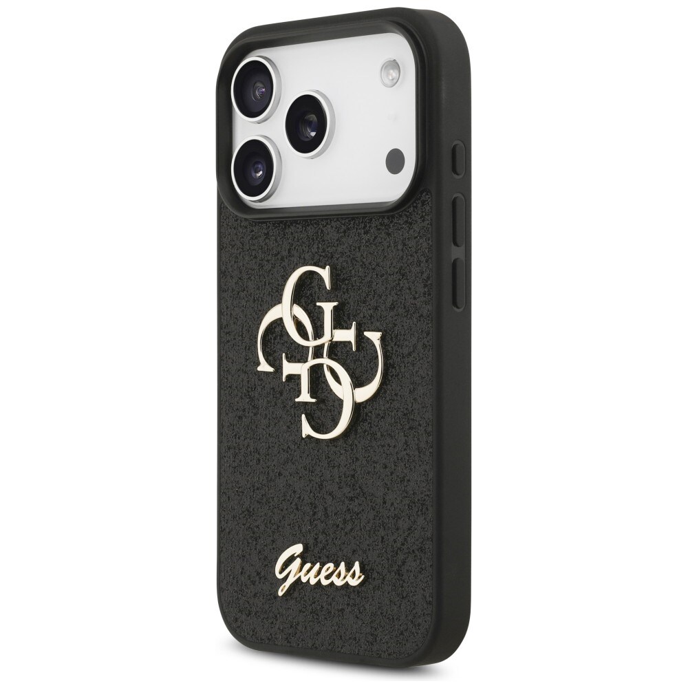 Guess Fixed Glitter Big 4G-fodral för iPhone 17 Pro / 18 Pro – Svart