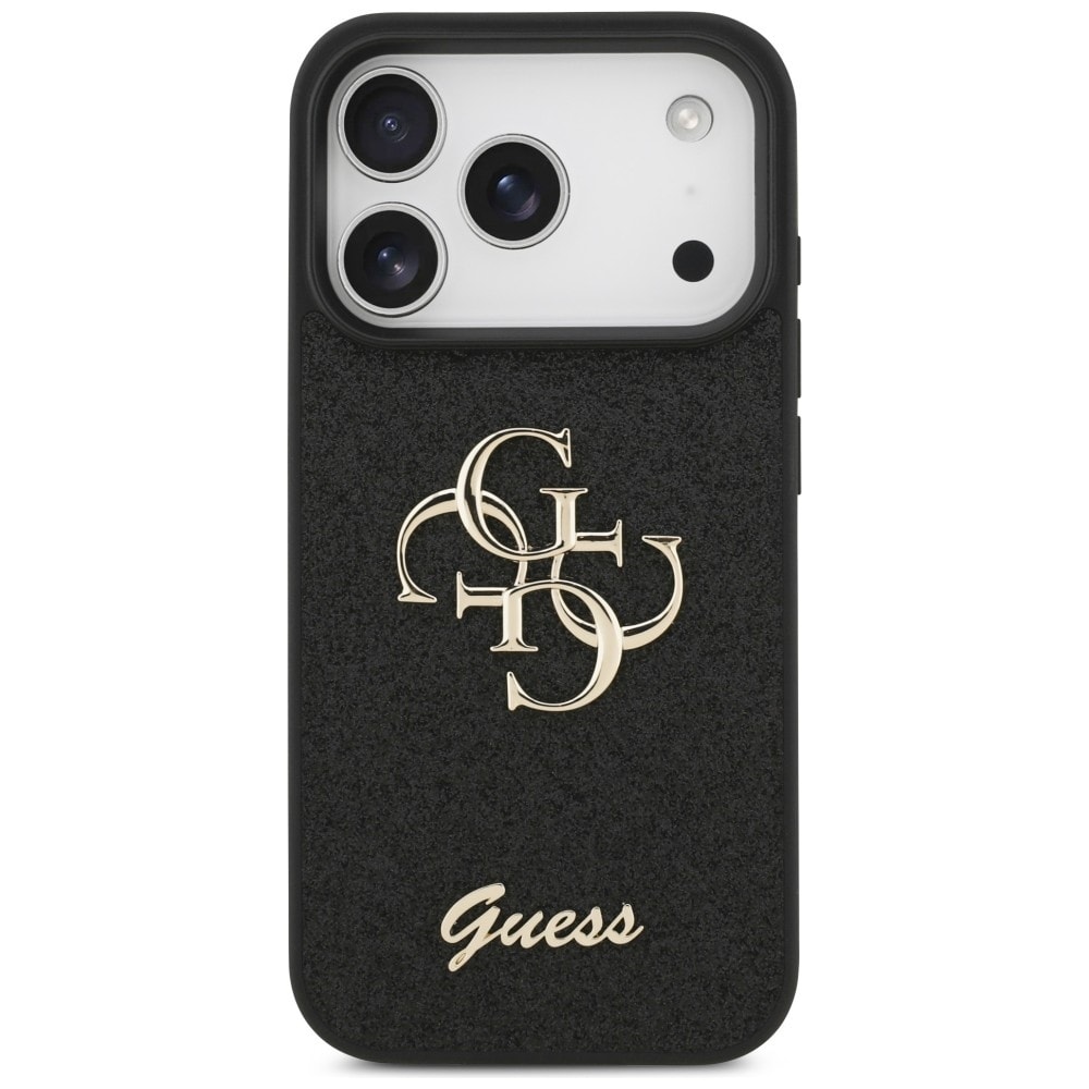Guess Fixed Glitter Big 4G-fodral för iPhone 17 Pro / 18 Pro – Svart