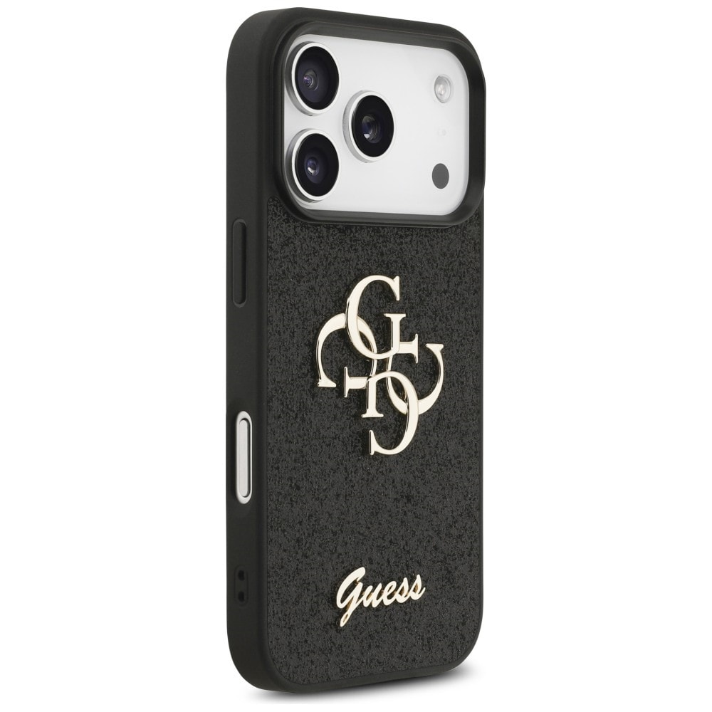 Guess Fixed Glitter Big 4G-fodral för iPhone 17 Pro / 18 Pro – Svart