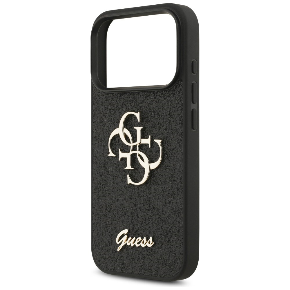Guess Fixed Glitter Big 4G-fodral för iPhone 17 Pro / 18 Pro – Svart
