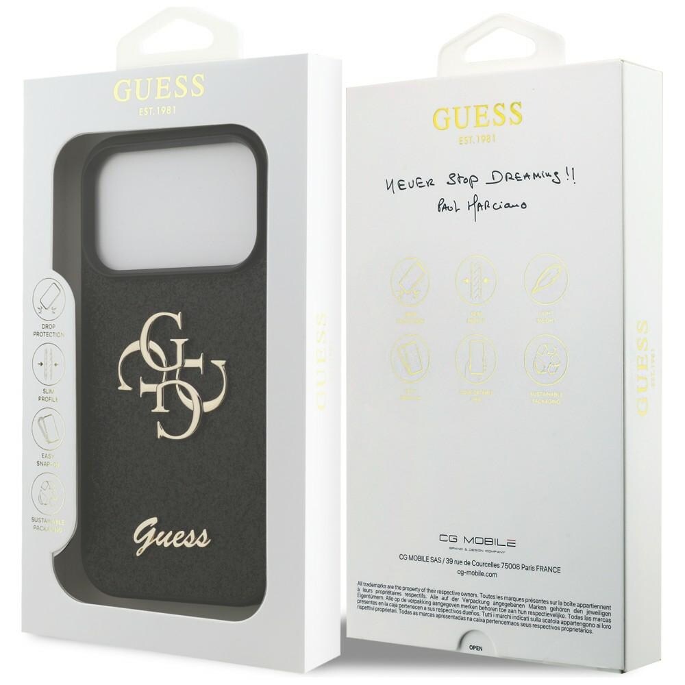 Guess Fixed Glitter Big 4G-fodral för iPhone 17 Pro / 18 Pro – Svart