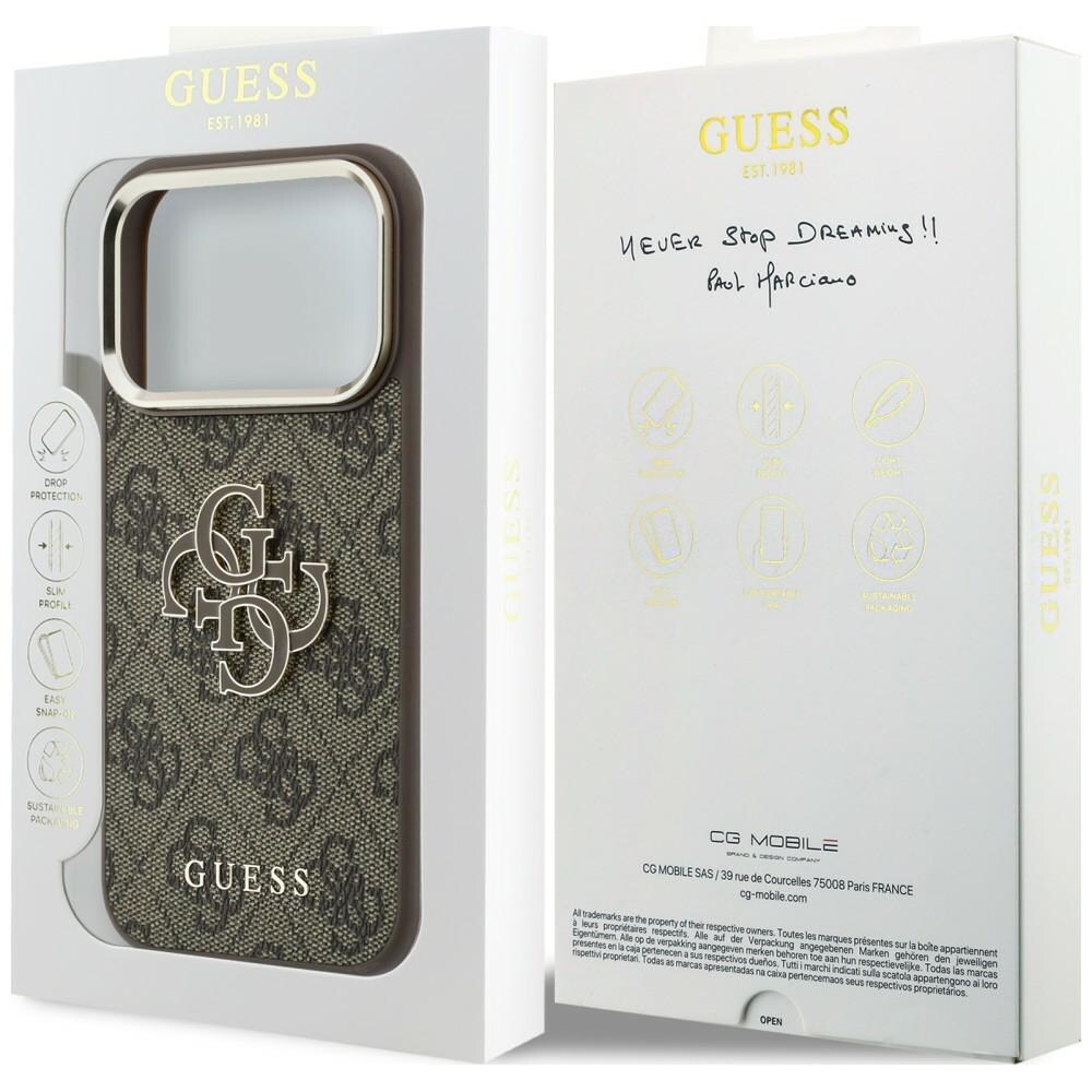 Guess 4G & Big Resin-logotypfodral för iPhone 17 Pro / 18 Pro – Brunt