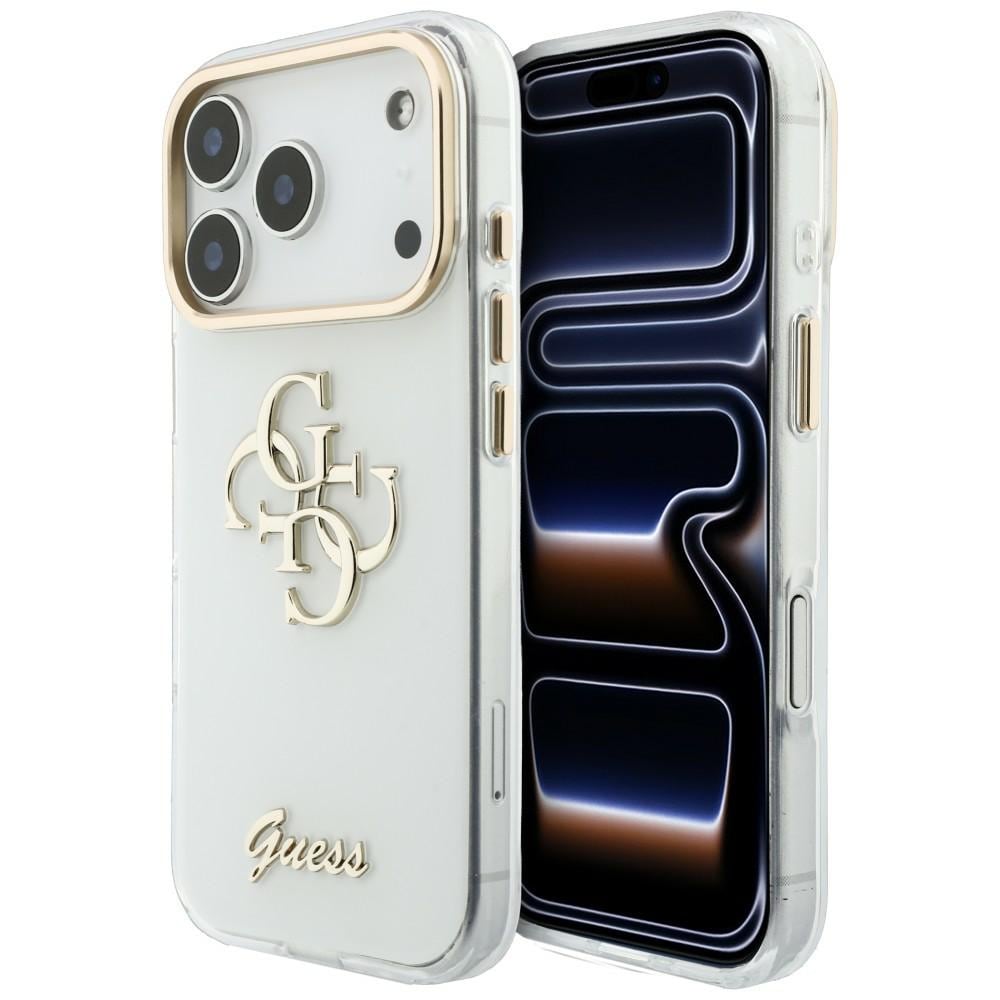 Guess IML 4G Script metallfodral för iPhone 17 Pro Max / 18 Pro Max – vitt