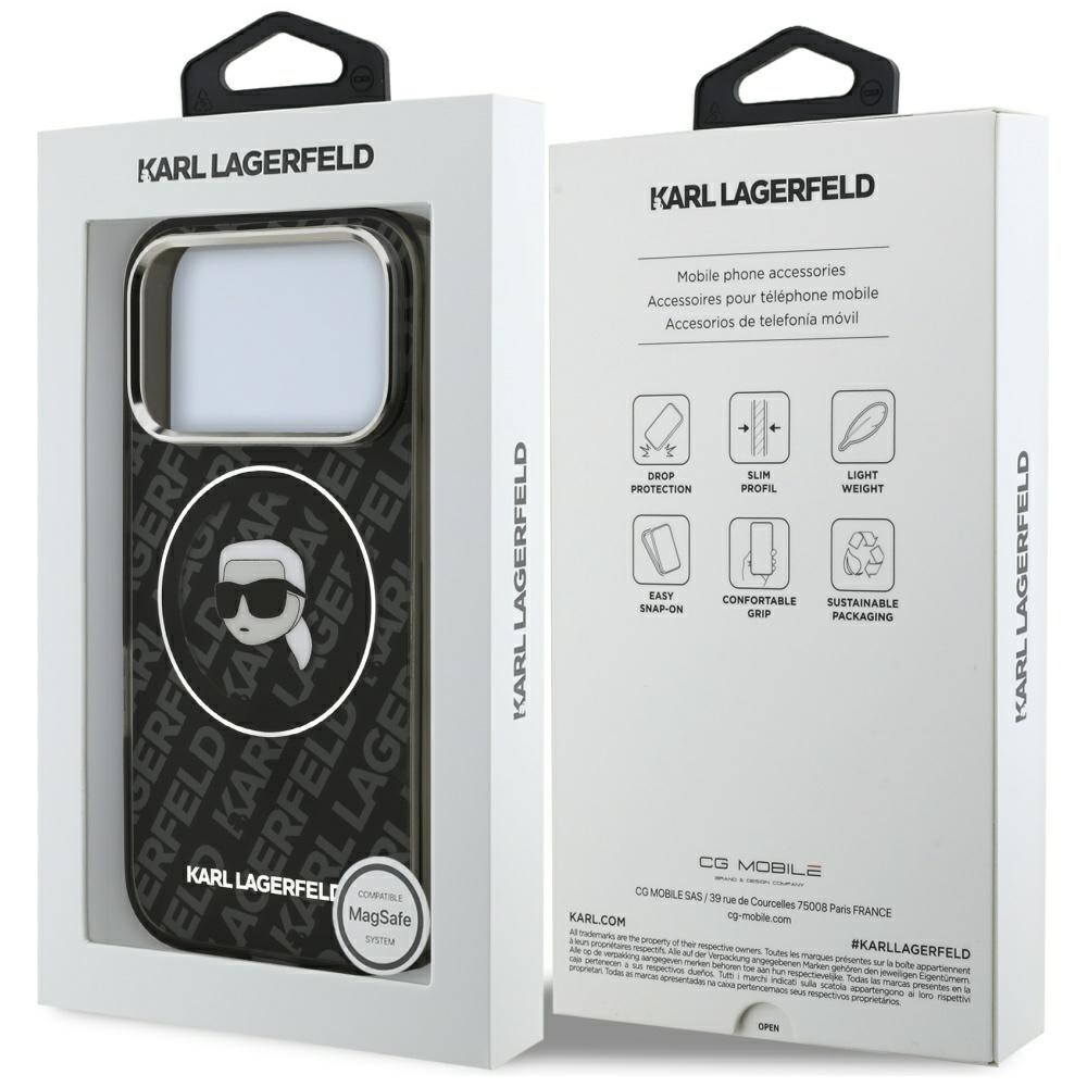 Karl Lagerfeld IML Karl Head Logo MagSafe-etui til iPhone 17 Pro Max – Sort