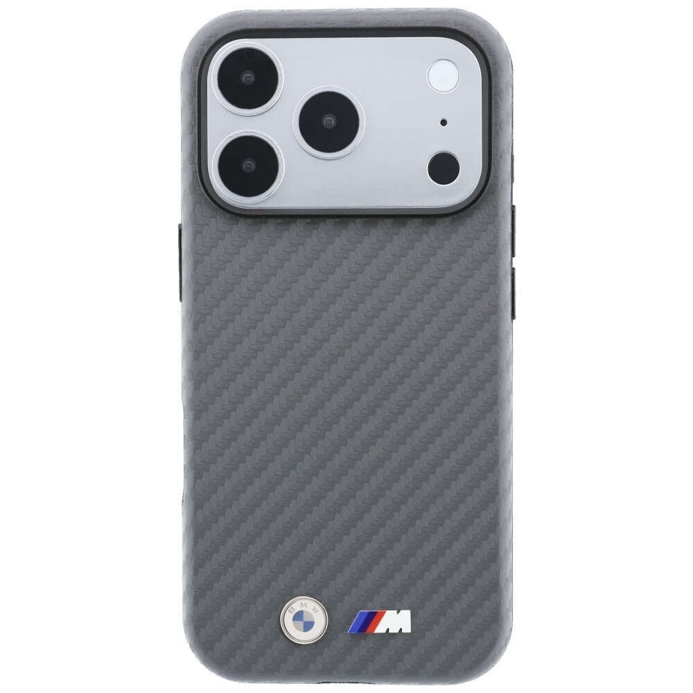 BMW MagSafe-fodral med Carbon Metal-logotyp för iPhone 17 Pro Max / 18 Pro Max – Grå