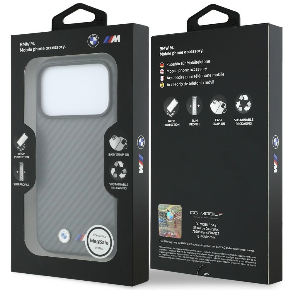 BMW MagSafe-fodral med Carbon Metal-logotyp för iPhone 17 Pro Max / 18 Pro Max – Grå