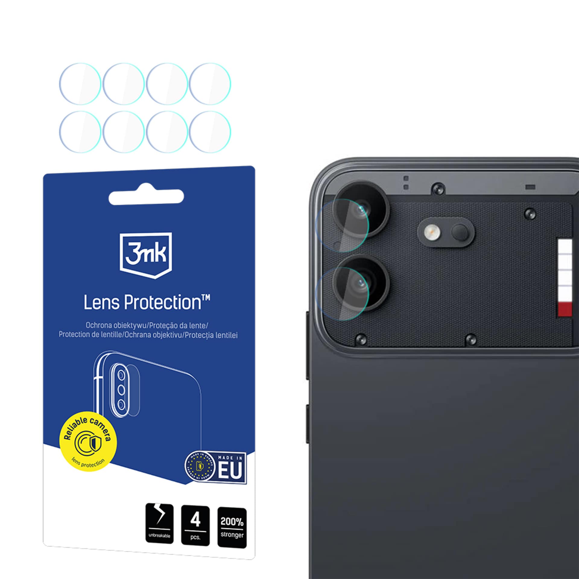 Hybridglas som skydd för 3mk-kameralinsen till Nothing Phone (4b)