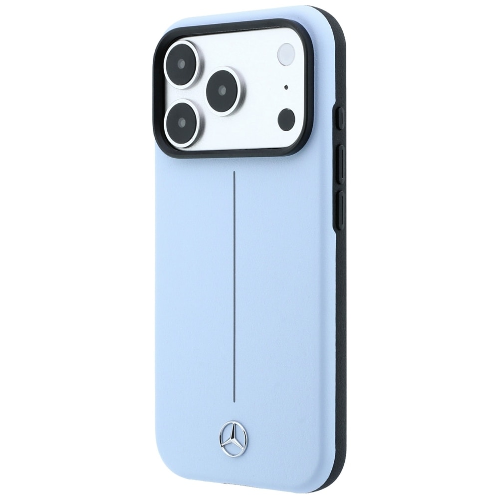 Mercedes Iconic Line læderetui delvis omslutning m. MagSafe til iPhone 18 Pro/17 Pro – Blå