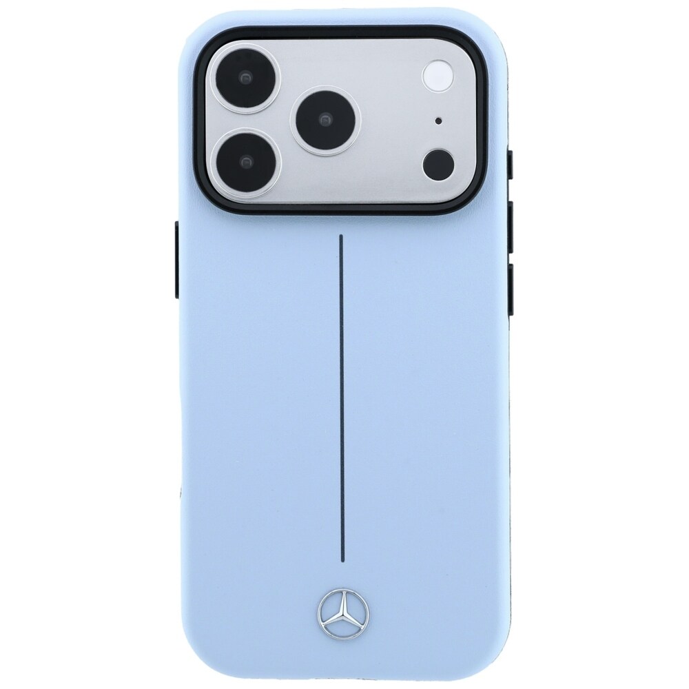 Mercedes Iconic Line læderetui delvis omslutning m. MagSafe til iPhone 18 Pro/17 Pro – Blå