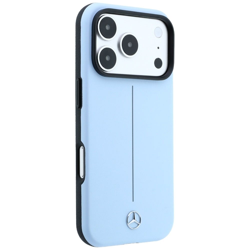Mercedes Iconic Line læderetui delvis omslutning m. MagSafe til iPhone 18 Pro/17 Pro – Blå